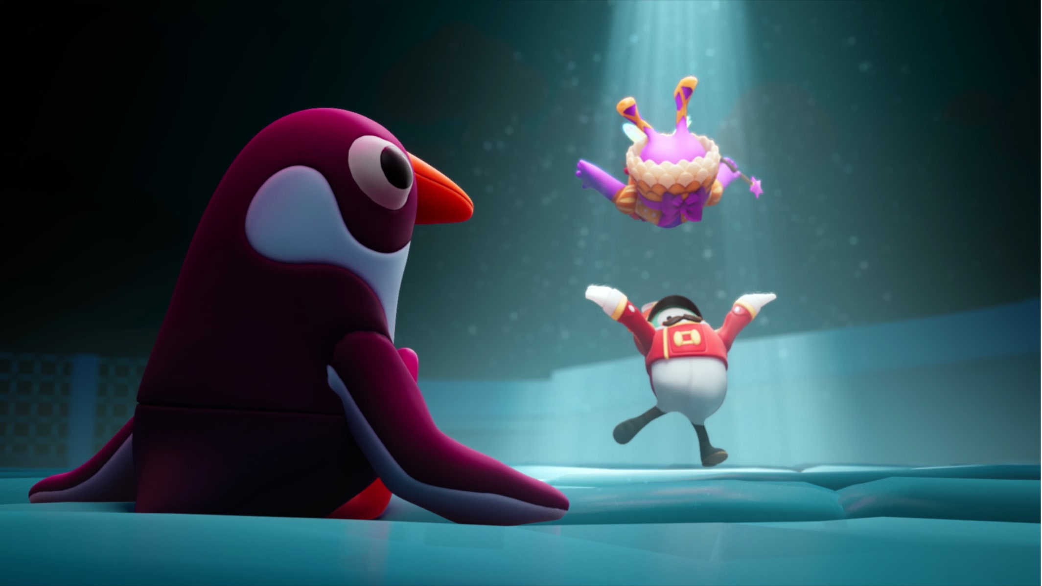 FallGuys Season 3 Trailer - FallGuy in Penguin Costume Watching Ice Skating Figure